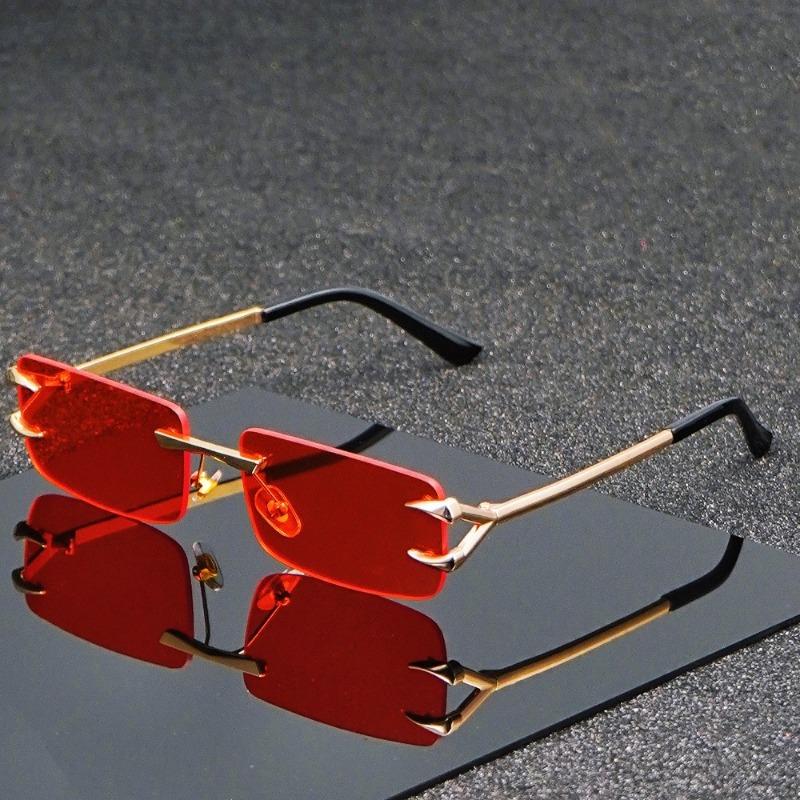 Men's and Women's Casual Square Frameless Metal Fashion Glasses for Casual Activities Lightweight Decorative Accessories