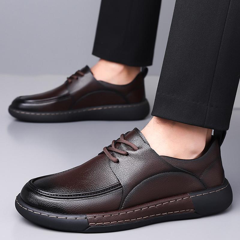 Fashion Men's Business Dress Leather Shoes Spring Autumn Style Casual Luxury British Trend Anti Slip Simple Daily Genuine Leather Shoes