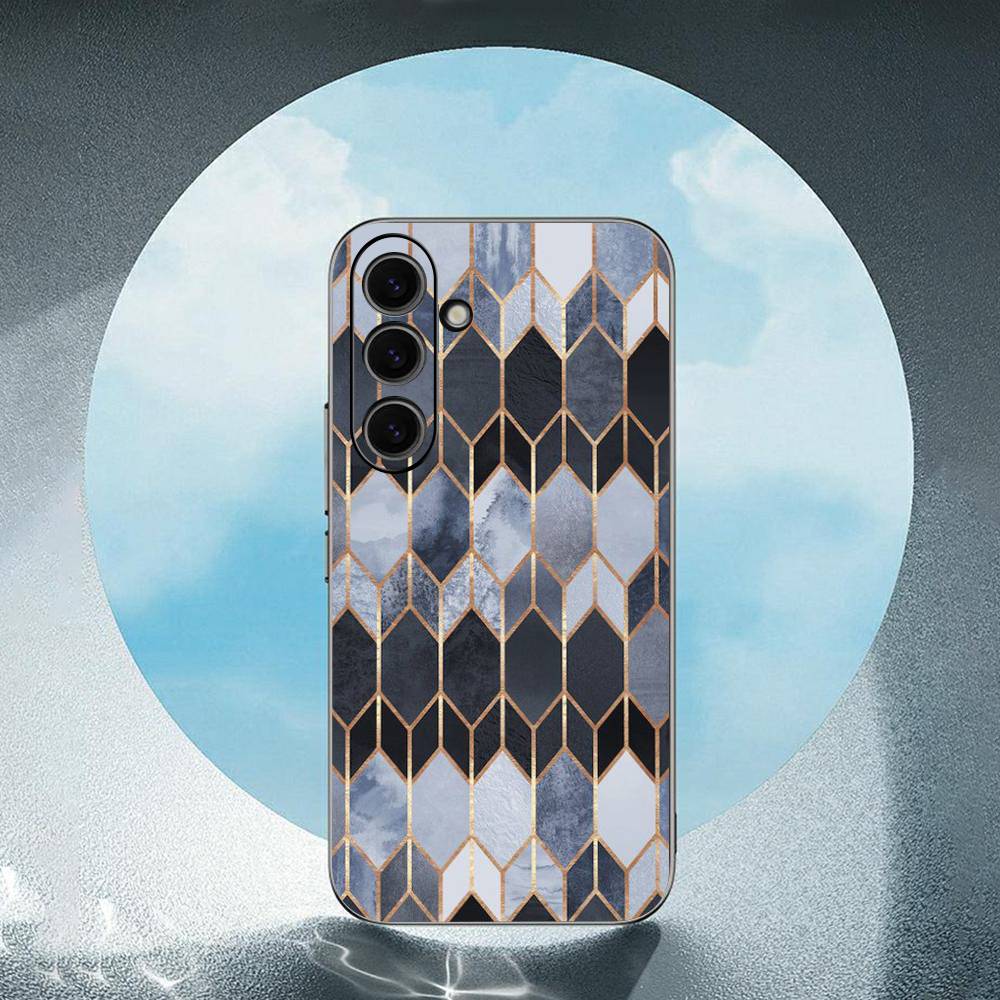 Marbled Pattern For Samsung Galaxy S25 S24 S23 Ultra S22 S21 Plus S20 Black Soft Silicone Protective Case