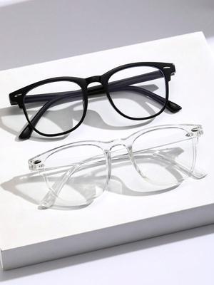 1-2-3PCS Unisex Square Plastic Frame Trendy Anti-Blue Light Clear Glasses For Back To School Clothing Accessories.