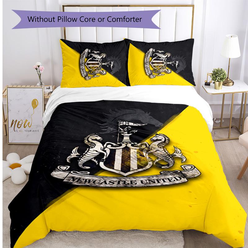 Newcastle United Football Printed 3 Pieces Bedding Set, Comfortable Skin Friendly Bedroom Duvet Cover Set