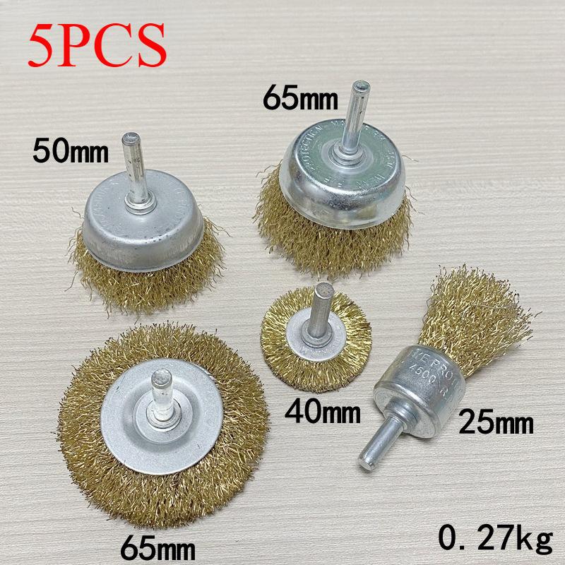 Steel Wire Brush Brass Plated Wheels Rotary Tool Metal Rust Removal Polishing Brush for Drill Maintenance and Metalworking