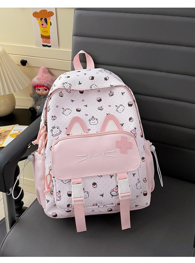 Schoolbag New Female School Style Backpack Cute Cat Primary School Bag Girl Soft Sister Leisure Travel Light Backpack