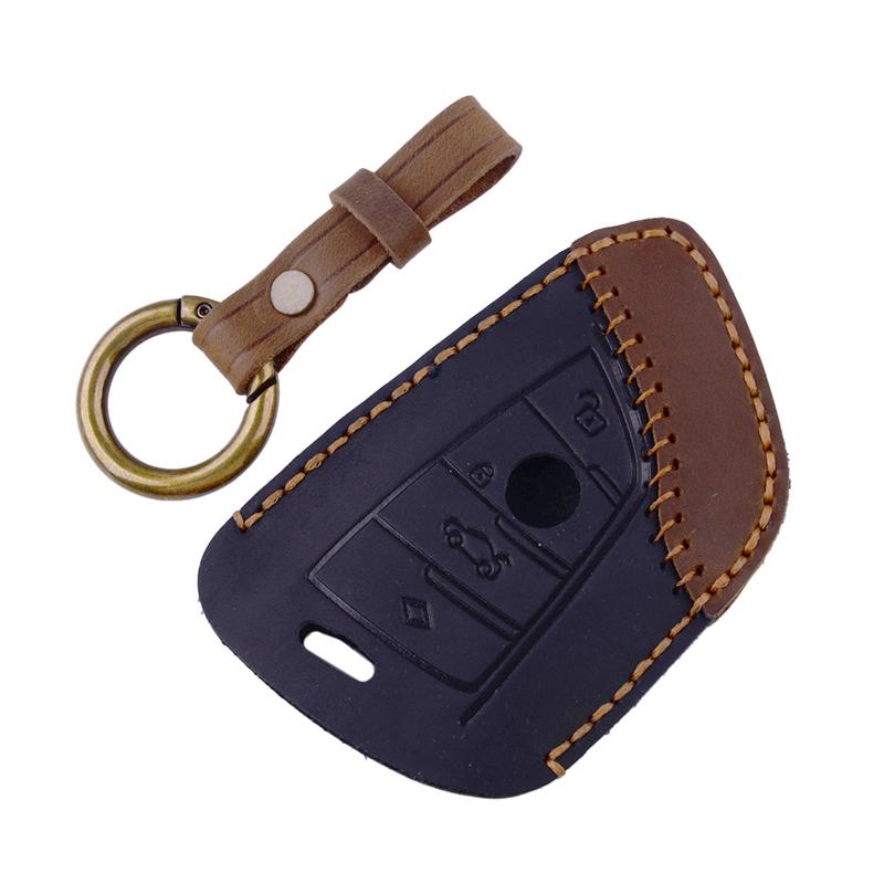 3 Buttons Car Remote Key Fob Case Cover Holder with Chain Leather Fit for BMW 2 MPV 3 Sedan Wagon 6 GT M5 X1 X2 X3 X4 X5 X6 X7
