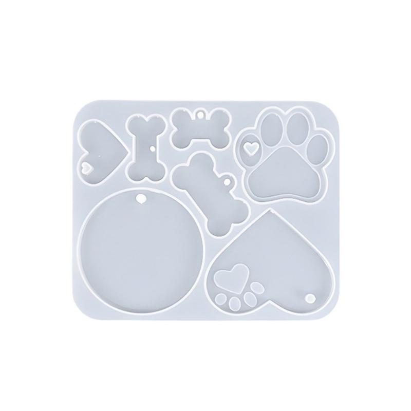 Dog Bone Shaped Tag Molds for Resin,Cat-Tag Keychain Silicone Resin Molds with Key-Rings for DIY Crafts Jewelry Making