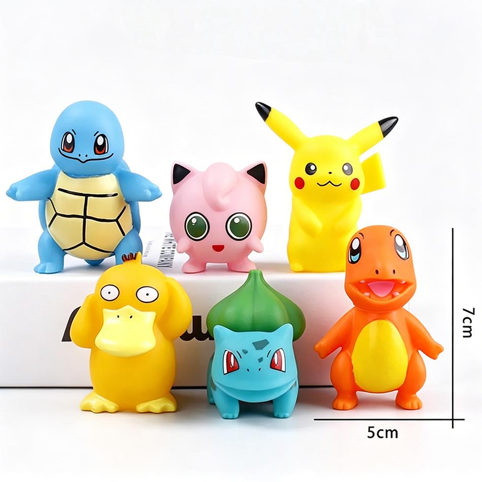 6Pcs Pokemon Anime Figurines Pocket Monster Model Cake Decoration Topper Boys Girls Surprise Gift Party Home Desktop Decor