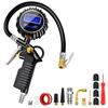 Manometru digital multifuncțional de umflare a anvelopelor Manometru de presiune a anvelopelor cu 15 accesorii Manometru de umflare a anvelopelor de 220 Psi pentru compresor auto motorc