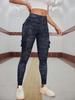 Rose Beauty A Camo Print Flap Pocket Side Running Yoga Stretch Leggings