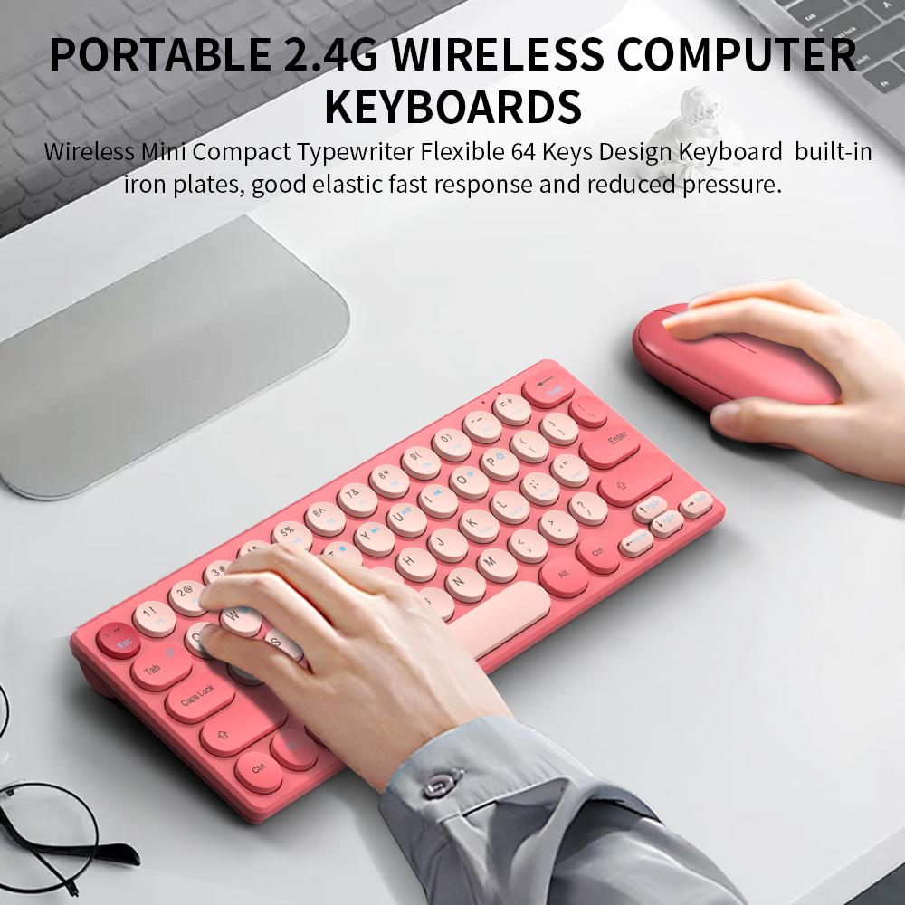 Neue Mini-Funk Tastatur und Maus 2,4G Tastaturen Bunt Mode 64 Tasten Schreibmaschine Für Windows 7/8/10 Laptop Desktop