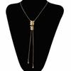Women's Long Tassel Pendant Choker Retro Fishbone Adjustable Thin Link Necklace for Cocktail Party Jewelry