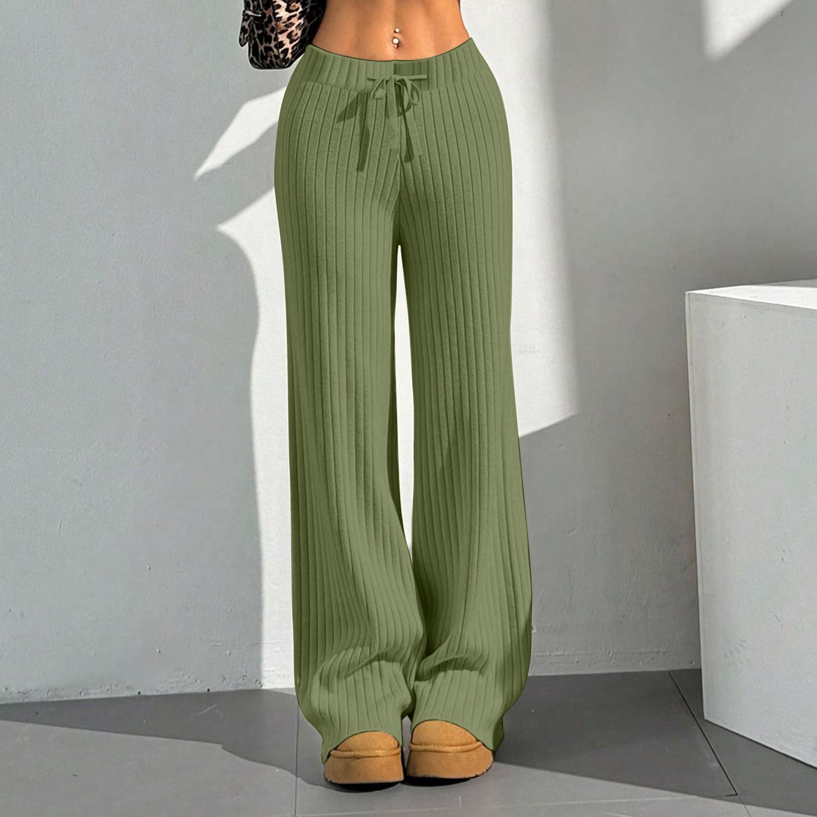 Women s Fashion Casual Wide Leg Comfort Elastic Drawstring High Waist Striped Straight Pants XXL