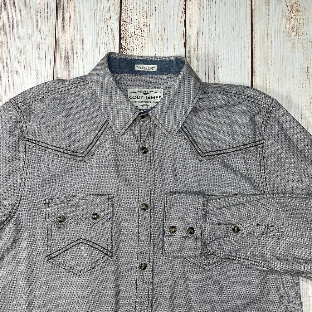 Cody James Western Wear Pearl Snap Shirt Mens Medium Gray Unisex T-Shirt S