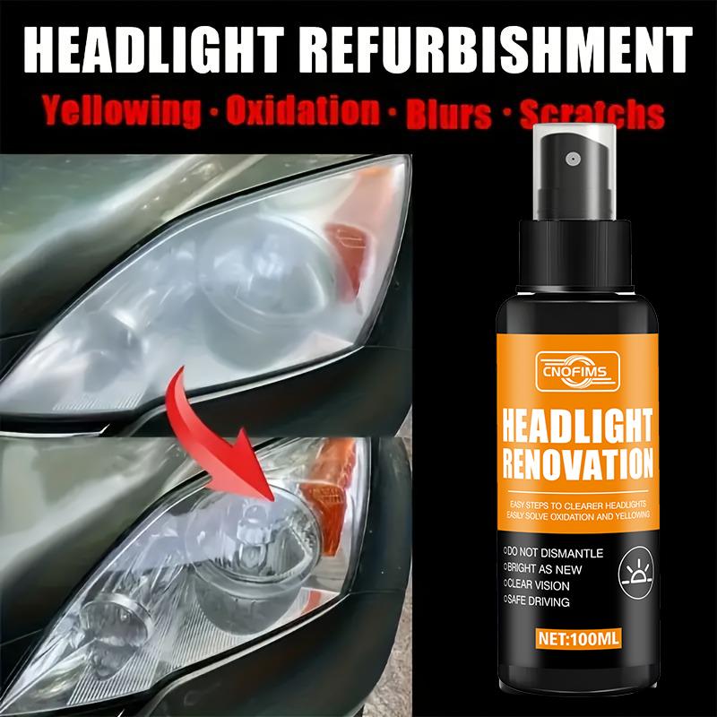 100ml Ceramic Headlight Repair Spray, Premium Automotive Headlight Repair Tool - Removes yellowing and oxidation, restores clari
