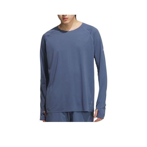 adidas Casual Sports Crew Neck Long Sleeve Nautical T-Shirt Unisex Blue L синий