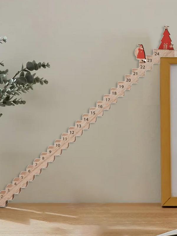 24 Days Countdown to Christmas Advent Calendar 2025 Christmas Wooden Stairs Climbing Santa Claus Desk Decoration