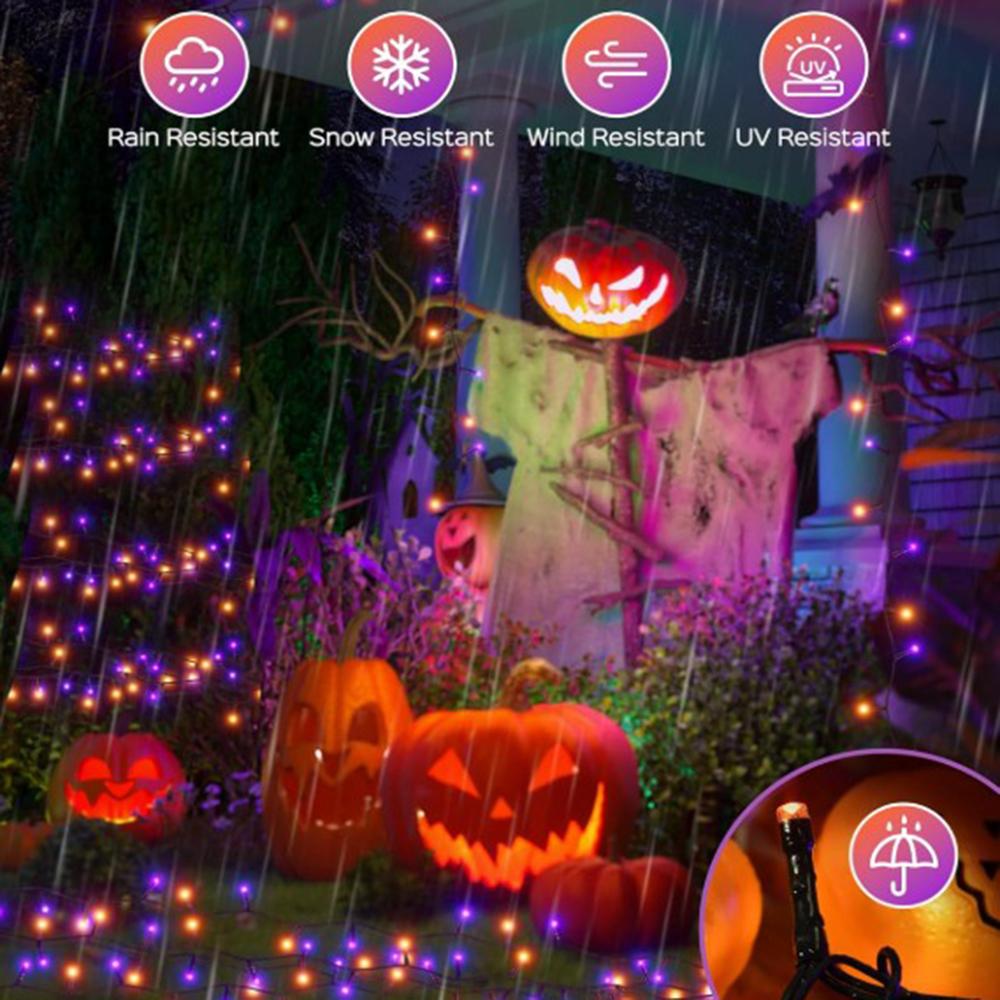 LED Purple Orange Halloween String Lights Fairy Lights Outdoor For Terrace Garden Street Home Christmas New Year Party Decor