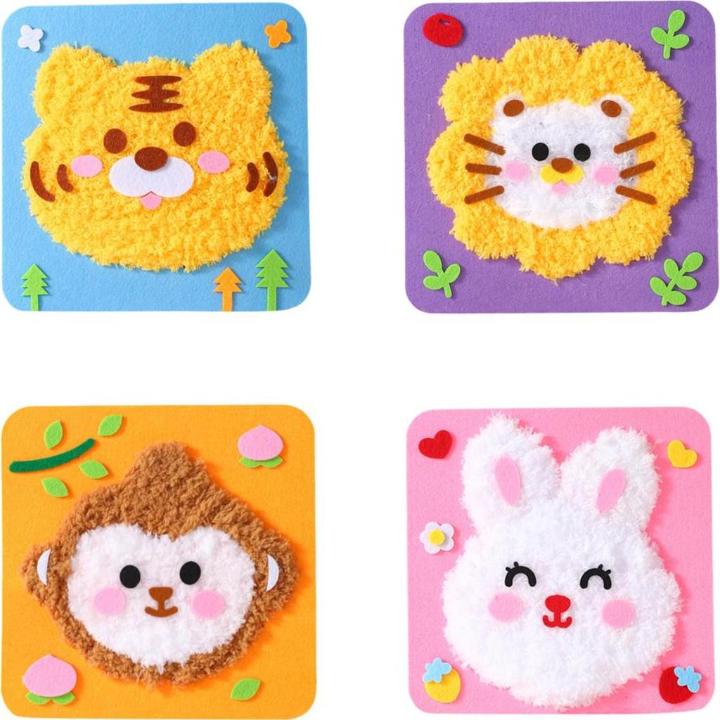 DIY Embroidery Animal Face Set Cartoon Animal Creative DIY Arts Crafts DIY Educational Sewing Kit for Beginners Crafts Gifts
