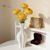 Bedroom Floral Container 3D Printed Minimalist Vase with Wavy Rim, Modern Flower Vase, Decorative Arrangement Holder Ceramic for Flowers & Artificial