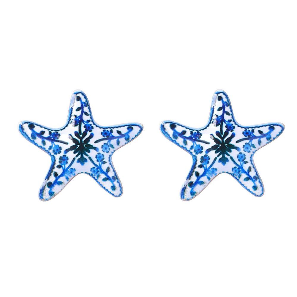 

Creative Crab Studs Cartoon Starfish Earrings Jewelry Lobster Dangle for Girls Ladies Blue Starfish
