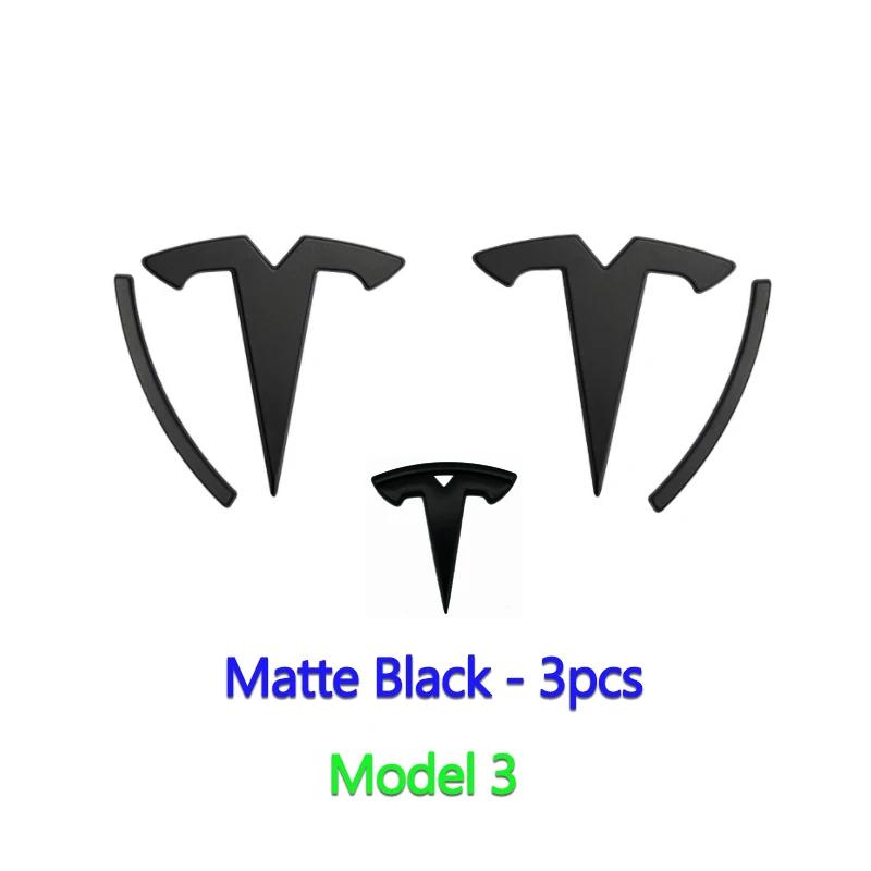 FOR Tesla Model 3 Model Y ABS Car Overlay Sticker Front Hood Cover Emblem Steering Wheel Rear Trunk Badge Modified Decoration