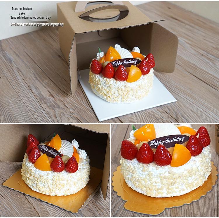 Tall Kraft Paper Cheesecake Box with Window - Available in 4/6/8/10 inch for Mille-feuille and Baking Takeaway.