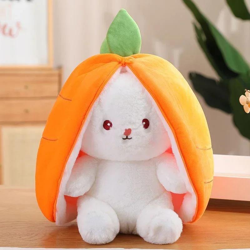 18cm NEW HOT Cute Strawberry Carrot Rabbit Plush Toy Stuffed Ingenious Into Fruit Transform Baby Cuddly Bunny Doll Birthday Gift