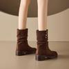 New autumn and winter trend versatile western cowboy short boots women's retro velvet warm fashion stacking boots