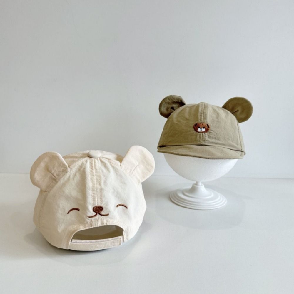 Little Bear Embroidery Kids Sun Hat Quick Drying Cartoon Bear Hat Duck Tongue Cap For Girls Boys