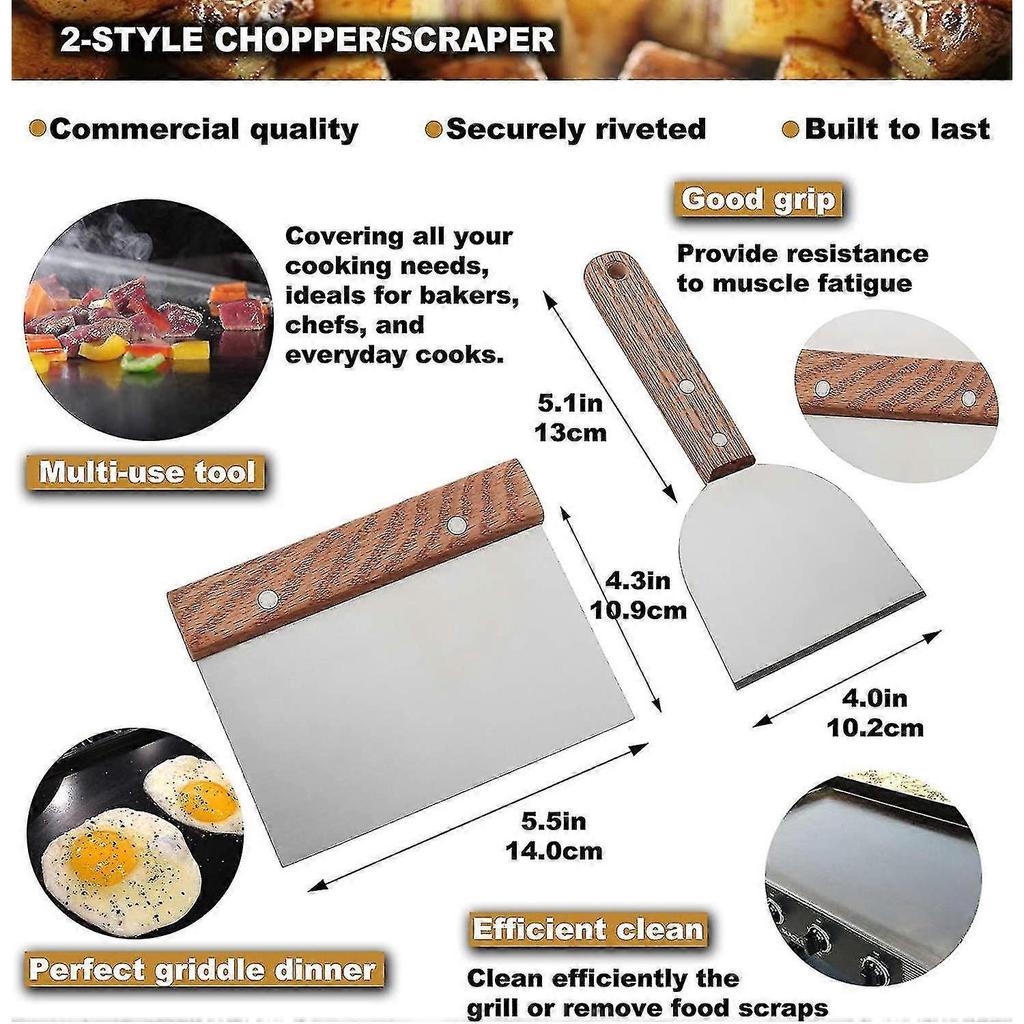 8-piece Bbq accessory kit - professional heavy-duty stainless steel Bbq spatula - ideal choice for iron plate grill, grill, and grill
