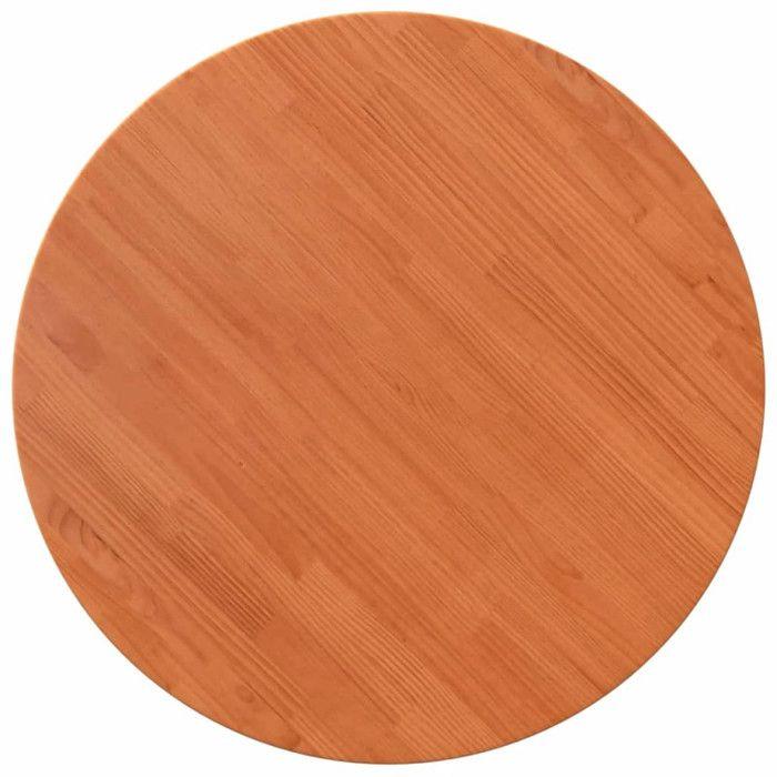 VidaXL Round Table Top Wax Brown Ø80x2.5 Cm Solid Pine Wood, Wooden Table Top, Round Table Top, 847129