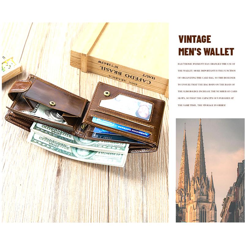 Pánská kožená peněženka s klipem na mince, evropská a americká móda, multifunkční, první vrstva, hovězí kůže, obchodní retro