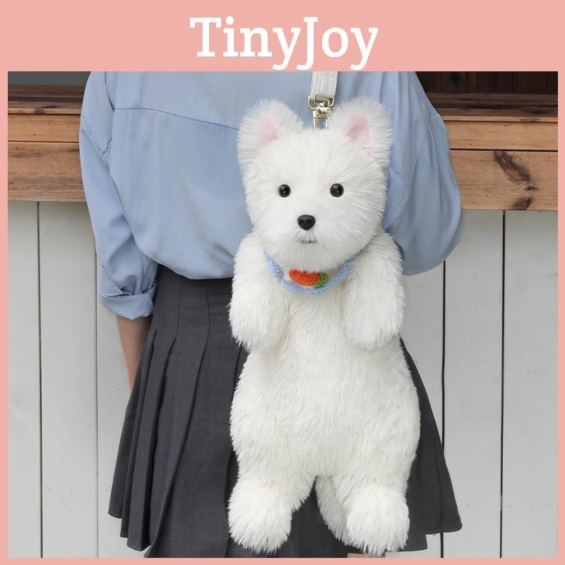 White Highland West Terrier Dog Doll Backpack Cute Girl Decorated Shoulder Bags
