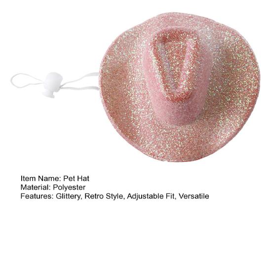 Domácí mazlíčci Kovbojský klobouk Retro Westernový kovbojský klobouk Nastavitelný Třpytivý klobouk pro psa