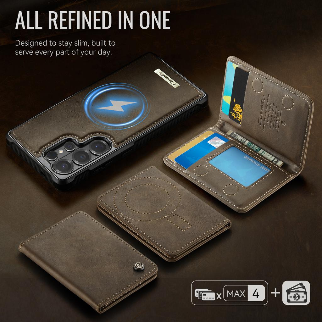 2 In 1 Magnetic Leather Phone Case for Samsung S26 Ultra S25 S24 S23 FE S22 Plus A16 A36 A56 A17 A57 A37 Wallet Card Solt Cover