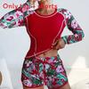 Costume da Bagno da Ragazza a Manica Lunga con Protezione UV per Sport Acquatici