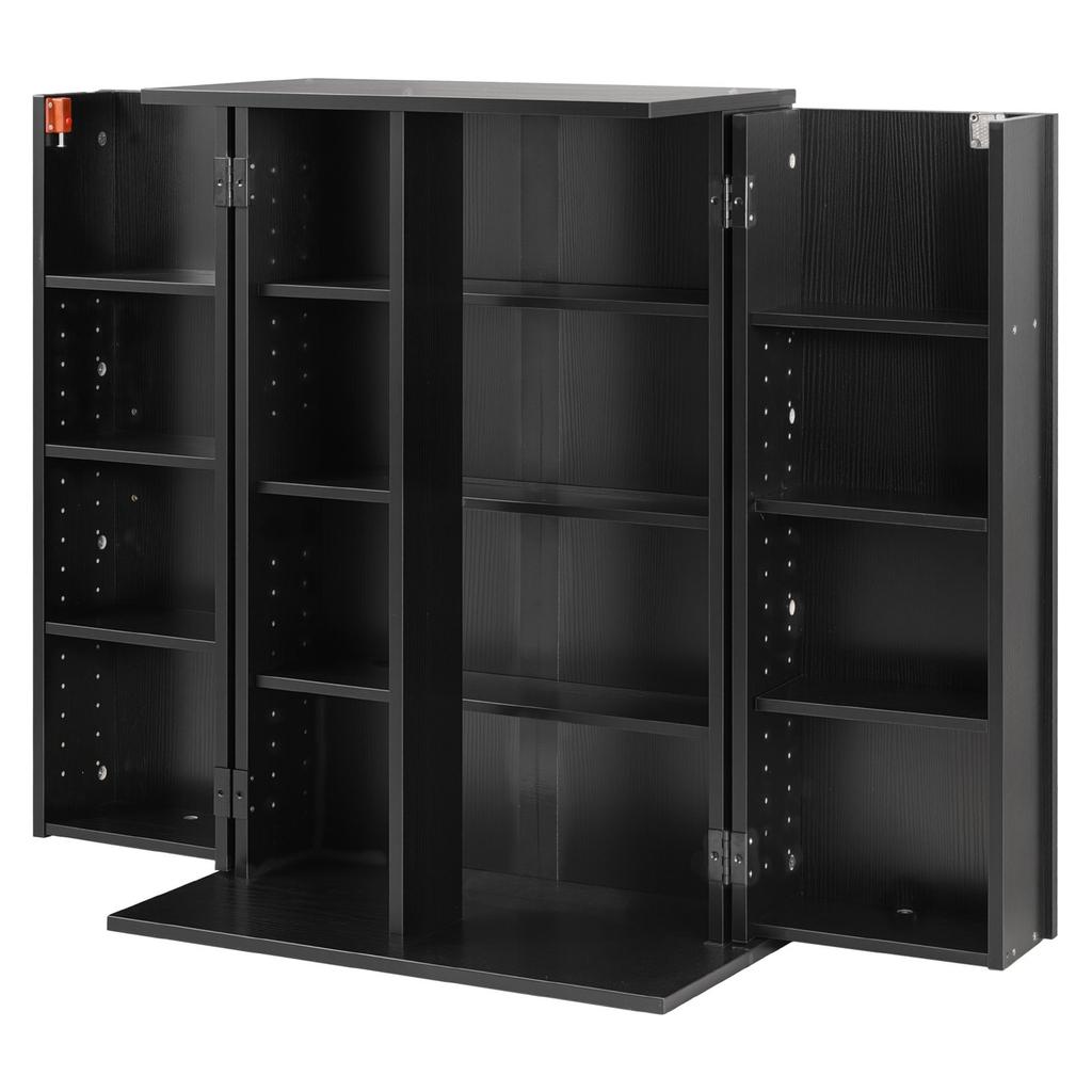 Media Storage Cabinet, 4-Tier DVD Shelf Organizer, 610 X 368 X 846 Mm Multimedia Storage Organizer for CDs, DVDs, Books, Games, CD Shelf for Living