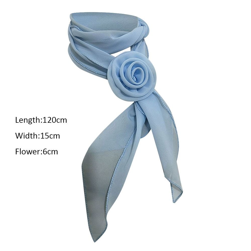 Detachable Silk Scarf Thin Floral Chiffon Scarves Fashion Neck Cover  For Women Lady Girls Female