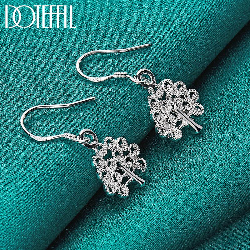 Fashion Tree Earrings 925 Sterling Silver Gift Romantic Jewelry
