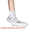 Womens Japanese Vintage Dots Pattern Cotton Middle Tube Calf Socks Hollow Out Breathable Mesh Thin Roll Cuffs Crew Socks
