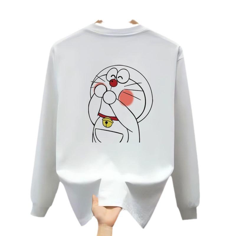 Threaded Cuffs Long Sleeves Trendy Brand Pure Cotton Men'S Bottom Shirt T-Shirt Trendy Crew Neck Men'S And Women'S Versatile Top