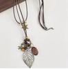 Trend Fijne Sieraden Hals Hangers Boheemse Stijl Touw Ketting Blad Veer Patroon Hanger Voor Vrouwen Mannen Retro Feest Halskettingen