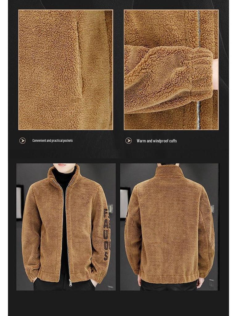 Men's 2025 Autumn/Winter Lambswool Leather Jacket: Stylish, Thick, and Warm