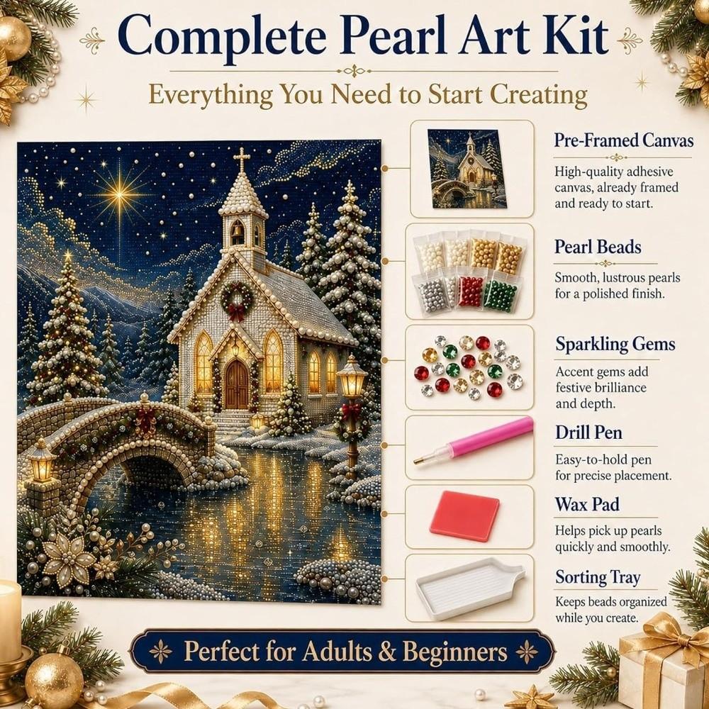 Nativity Scene Christmas Night Scene Pearl Painting Kit Handmade Pearl Art Craft Kit  Home Decor