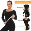 Dam Bastu Sweatdräkter Långärmad Träning Shapewear Thermo Sweat Shirt Midjeträningsjacka Body Shaper Fitness Linne Träning Sport Underkläder