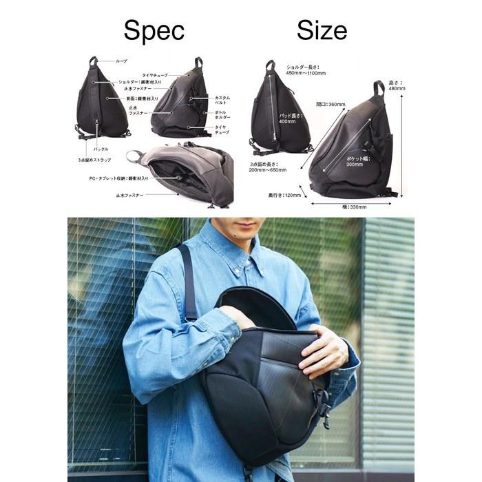 [SEAL] One-Shoulder Bag TRIANGLE PRO, Men's Waterproof Sling Bag, Large Capacity, Laptop Storage, PS-238BR, Black/Red, One Size