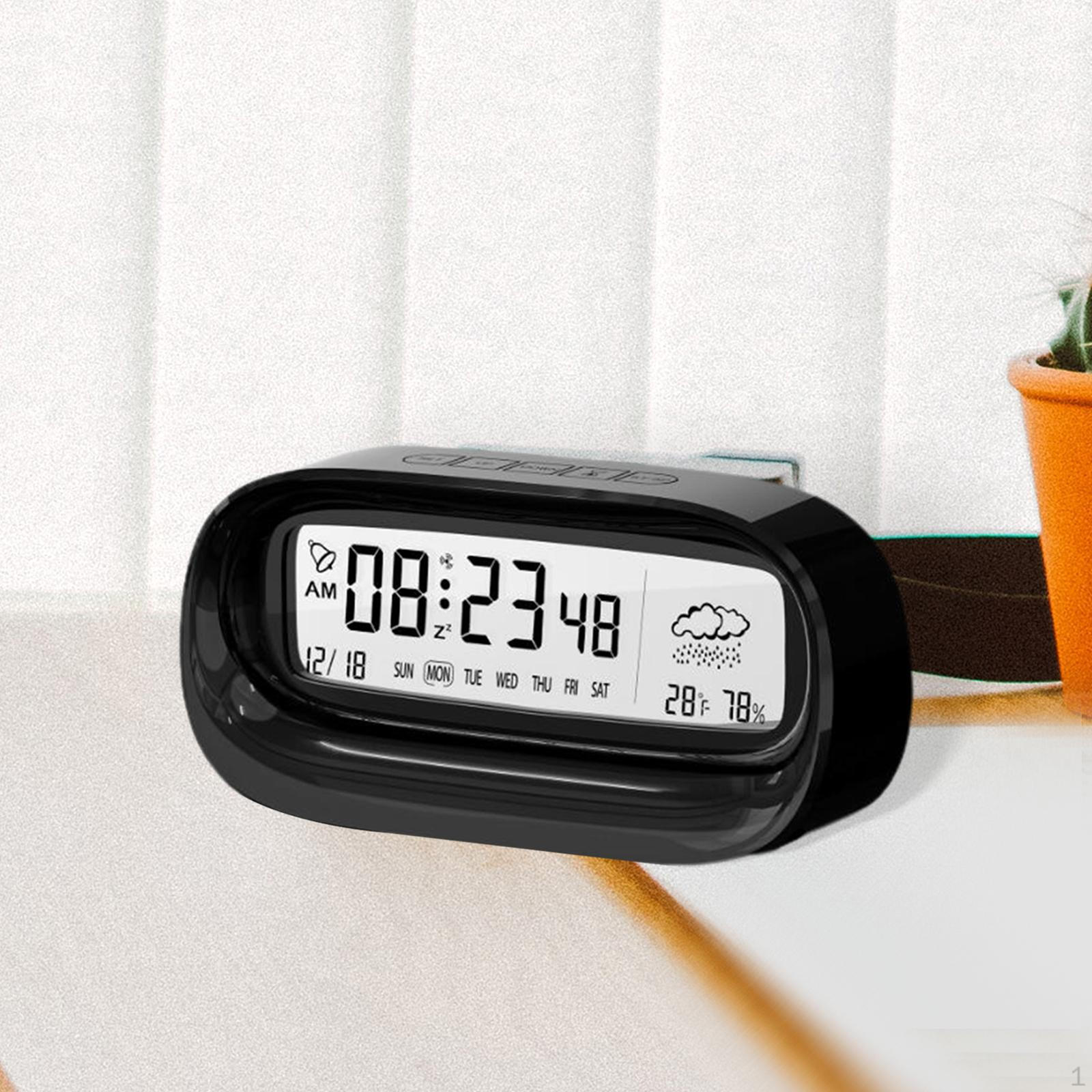 

Date Time Large Display Simple to Operate Weathers Station for Desktop NightStand Bedroom Decor чорний