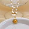 Gold Sun Pendant Necklace Waterproof Fashion Neck Chain New Pearl Beads Necklace  For Women