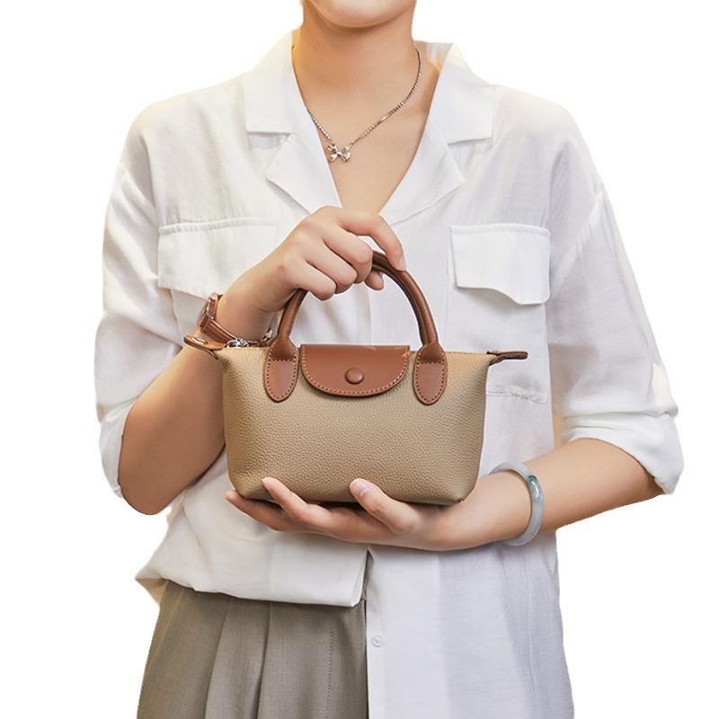 New Handbag Leather Shoulder Bag Spring/summer Dumpling Bag Diagonal Cross Women's Bag Top Layer Cowhide Small Bag