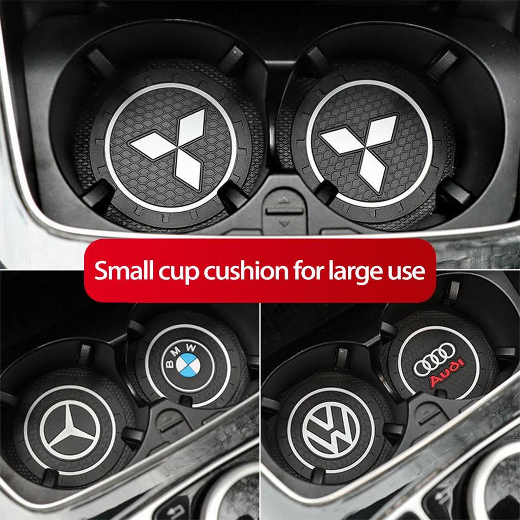 Cartoon Car Logo Cute Anti-Slip Silicone Coaster Mat with Card Slot