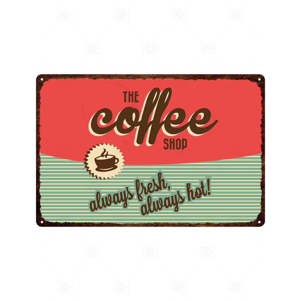 Coffee Vintage Tin Sign Metal Sign Decorative Plaque Retro Plate Cafe Kitchen Living Room Coffee Bar Decoration